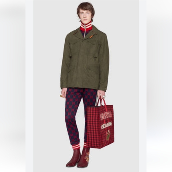 Gucci monogram red jacquard navy jogger - Picture 3 of 15